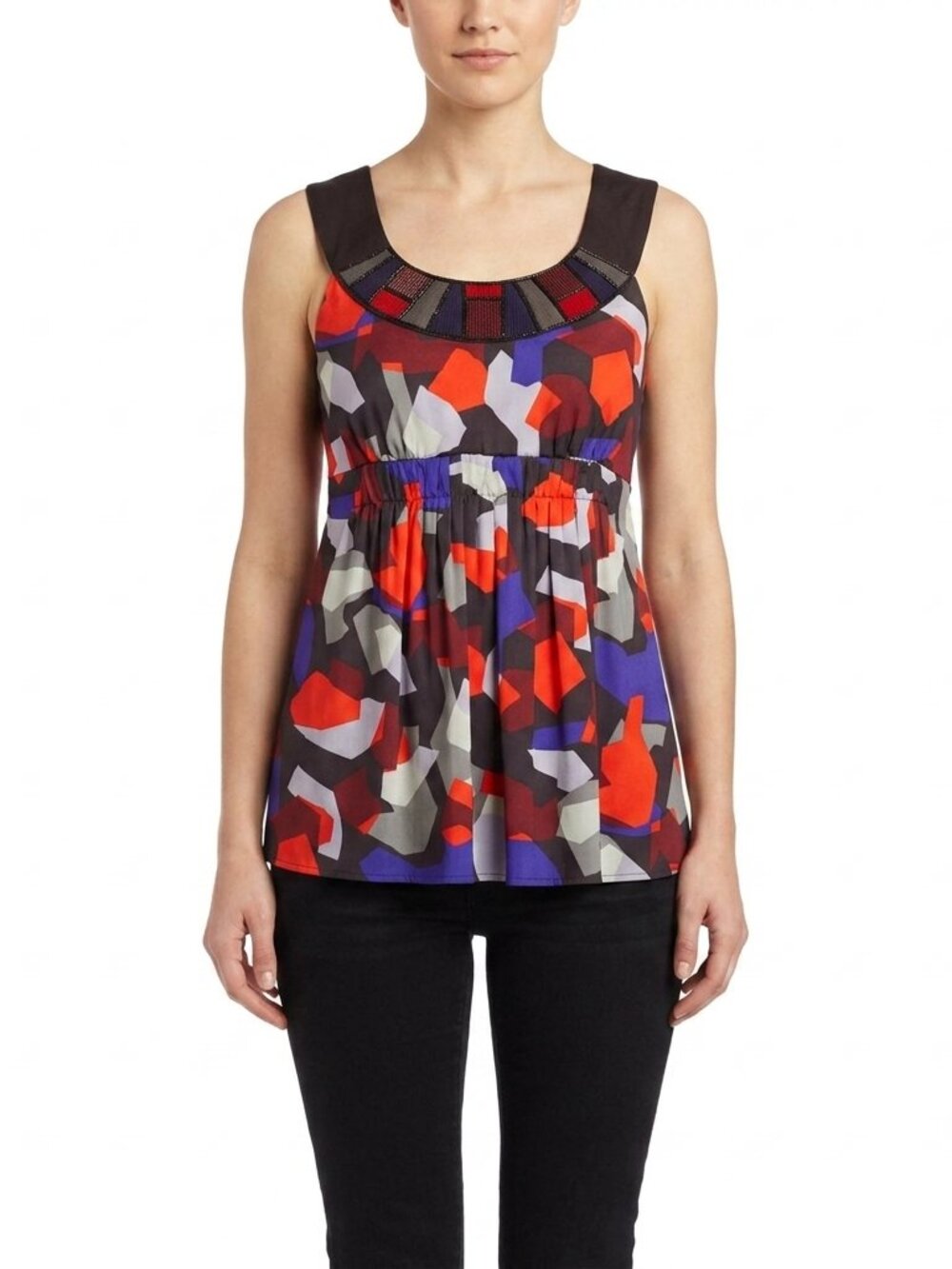 Kensie Empire Waist Silk Top w/Beading- Sz. Med